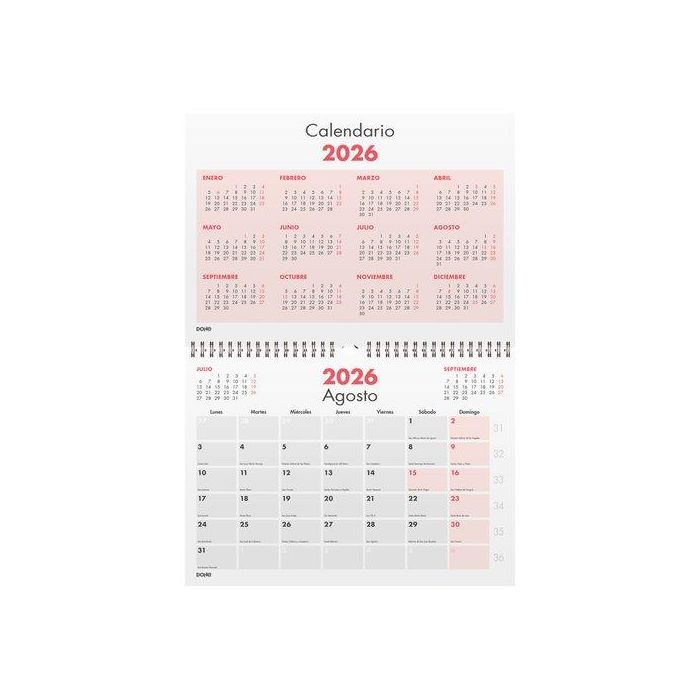Calendario (2026) Dohe Pared Mensual Numeros Pequeños A4 210X297