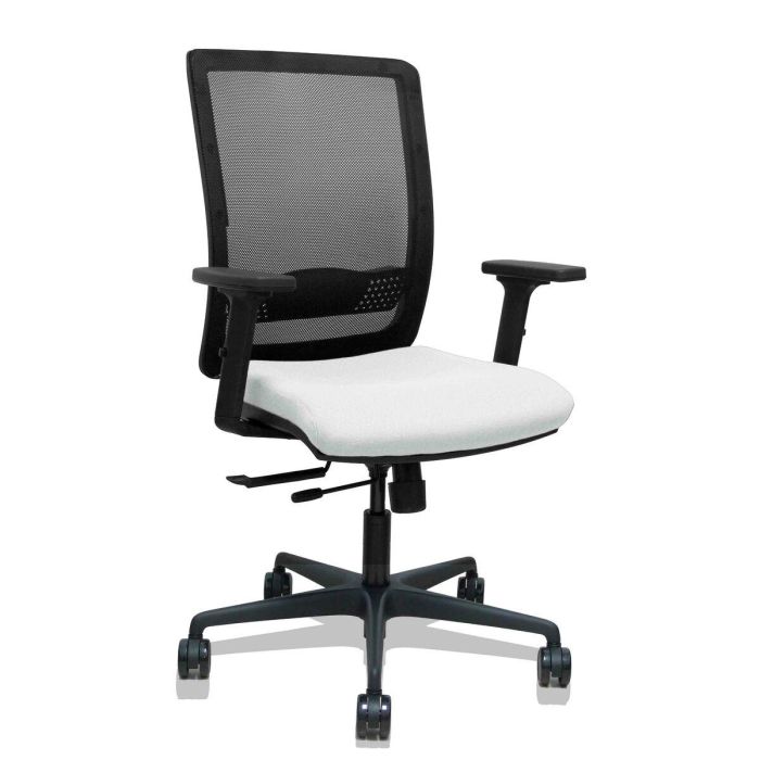 PIQUERAS Y CRESPO Silla Haches traslack malla negra asiento bali blanco brazos 2D ruedas 65mm PIQUERAS Y CRESPO Silla Haches traslack malla negra asiento bali blanco brazos 2D ruedas 65mm