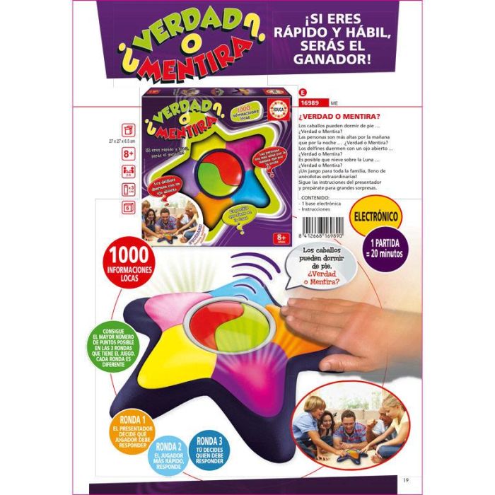 Educa 16989 Verdad O Mentira: Juego de Mesa Familiar de Anécdotas para Adivinar Verdadero o Falso, 1000 Preguntas, +8 años, Español 0 Educa 16989 Verdad O Mentira: Juego de Mesa Familiar de Anécdotas para Adivinar Verdadero o Falso, 1000 Preguntas, +8 años, Español 0