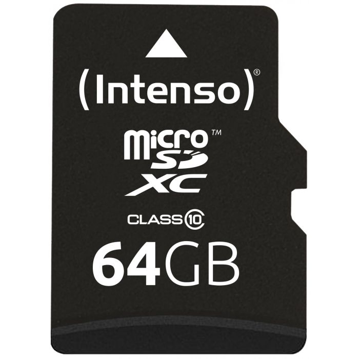 Intenso 3413490 Tarjeta Memoria Micro SD 64GB Clase 10 con Adaptador – Lectura 20MB/s, Escritura 12MB/s 1