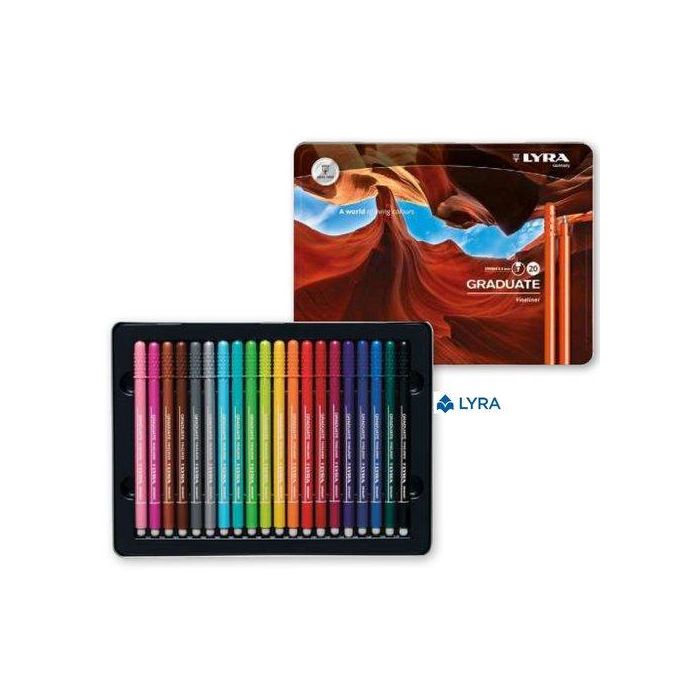 Rotulador Lyra Graduate Fineliner Estuche Metal De 20 (Set de 4)