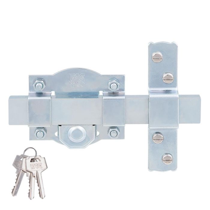 Fac Cerrojo tradicional de sobreponer con cilindro galvanizado, 3 llaves serreta, F01009