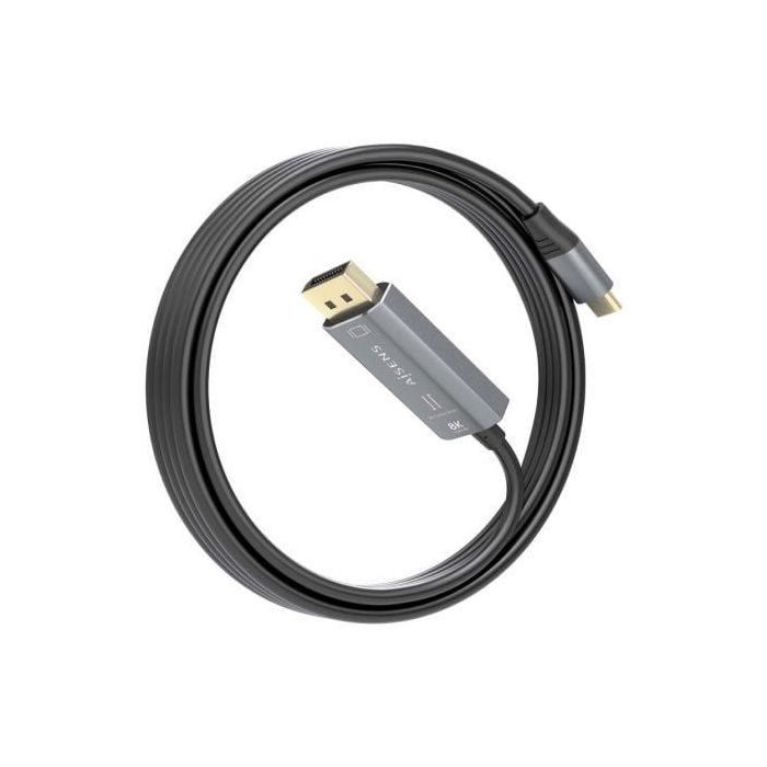 AISENS - CABLE CONVERSOR ALUMINIO BIDIRECCIONAL USB-C A DISPLAYPORT 8K@60HZ, USB-C/M-DP/M, NEGRO, 1.8M 1