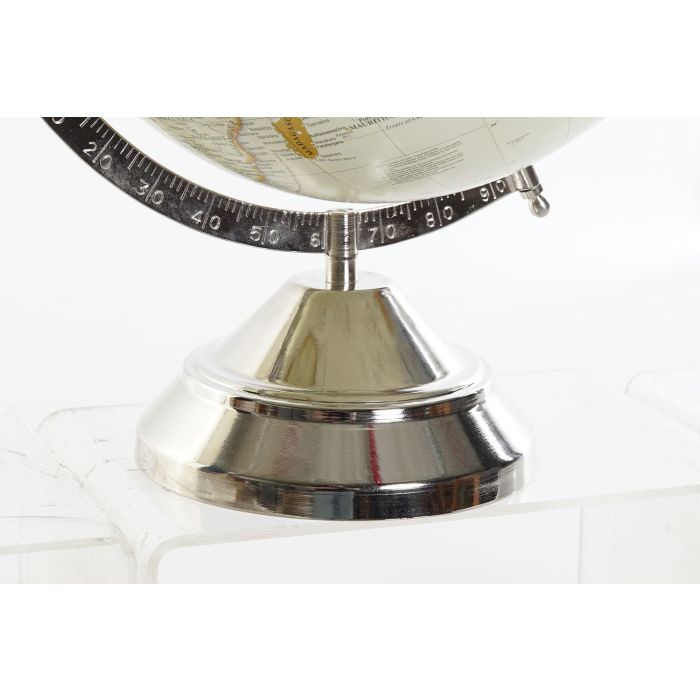DKD Home Decor Globo Terráqueo Colonial de Mesa, Metal, Plateado y Beige, Bola de 25cm, Dimensiones 28x40x27 cm (Pack de 2 Unidades) 2 DKD Home Decor Globo Terráqueo Colonial de Mesa, Metal, Plateado y Beige, Bola de 25cm, Dimensiones 28x40x27 cm (Pack de 2 Unidades) 2