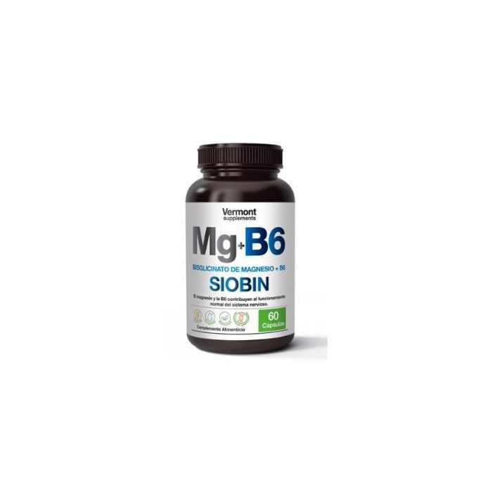 Siobin Bisglicinato de Magnesio + B6, suplemento para sistema nervioso, 60 cápsulas