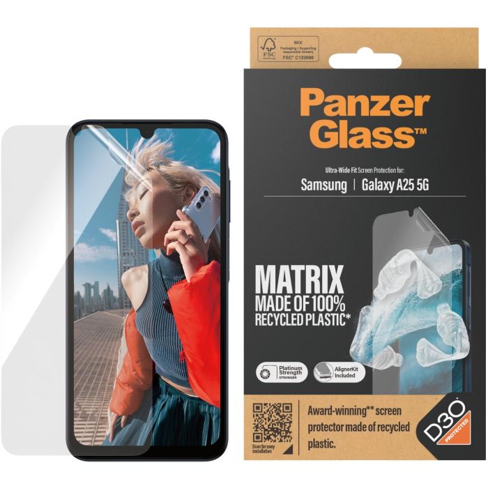 PanzerGlass Matrix Samsung Galaxy A25 5G Protector de Pantalla UWF (wA) Transparente Resistente a Rayones y Golpes 1