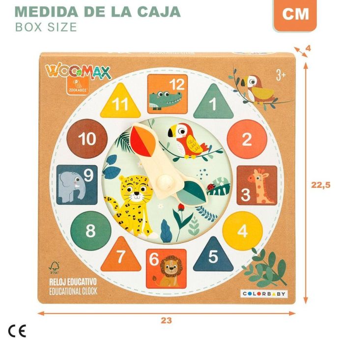 Woomax Puzzle Reloj de Madera Animales 22 cm. Juguete Didáctico Infantil para Aprender la Hora, Edad +24 Meses 1 Woomax Puzzle Reloj de Madera Animales 22 cm. Juguete Didáctico Infantil para Aprender la Hora, Edad +24 Meses 1