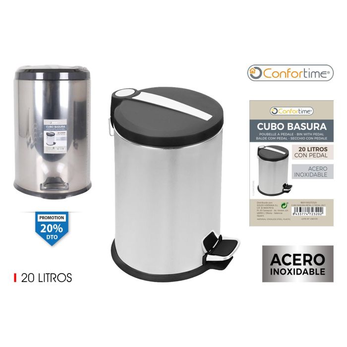 Confortime Cubo de Basura de Metal con Pedal, 20 Litros, 30 x 45 x 37 cm 0 Confortime Cubo de Basura de Metal con Pedal, 20 Litros, 30 x 45 x 37 cm 0