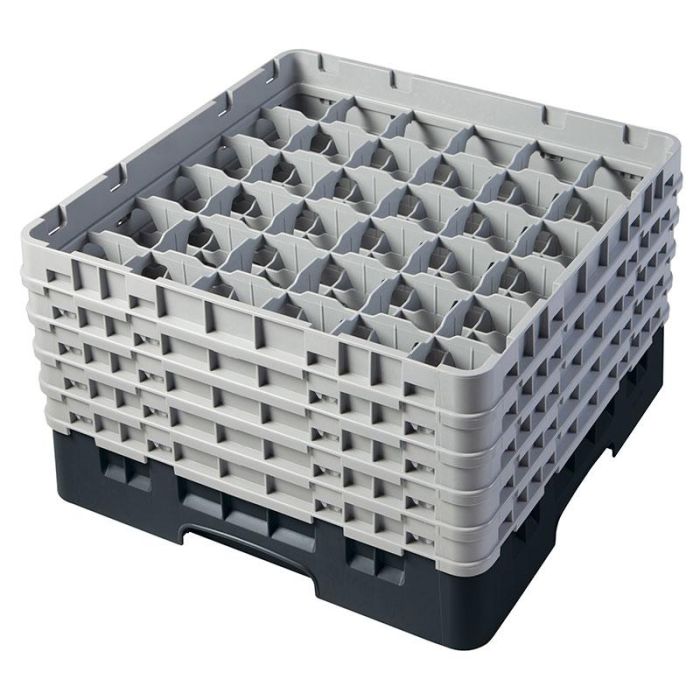 CAMBRO - 36S958-110 - Cesta de lavado 36 comp. 5 alturas - 7,2 cm Ø máx. - alt. máx. 25,8 cm - 50 x 50 x 30,8 cm - Negro
