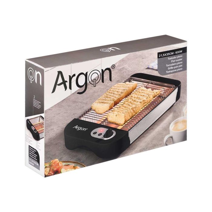 Tostador Plano Negro 600W Argon 35x6.5x21.5 cm (6 Unidades) 1 Tostador Plano Negro 600W Argon 35x6.5x21.5 cm (6 Unidades) 1