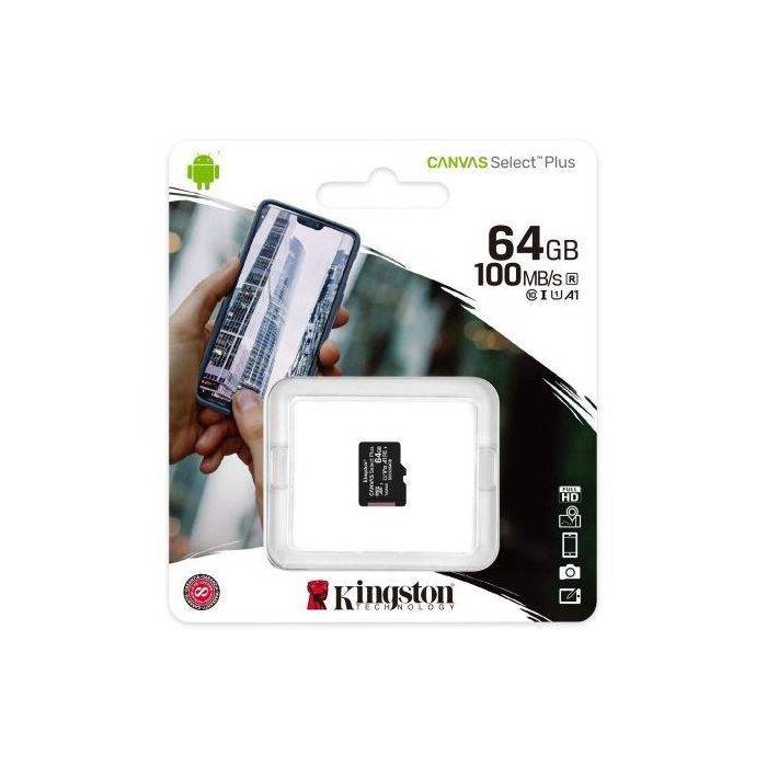 Kingston Canvas Select Plus microSDXC 64 GB, Clase 10, UHS-I, A1, Óptima para Apps Android y Grabación de Video Full HD 2