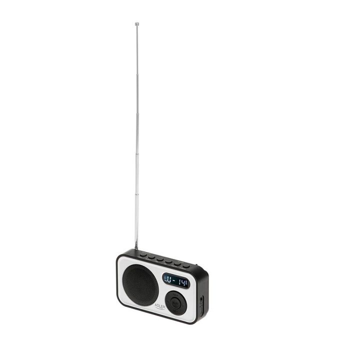 Adler Radio digital PLL AM/FM AD1906 con sintonización automática, pantalla LCD, reloj y alarma, USB-C/Batería, 12,5 x 3 x 7,5 cm 2