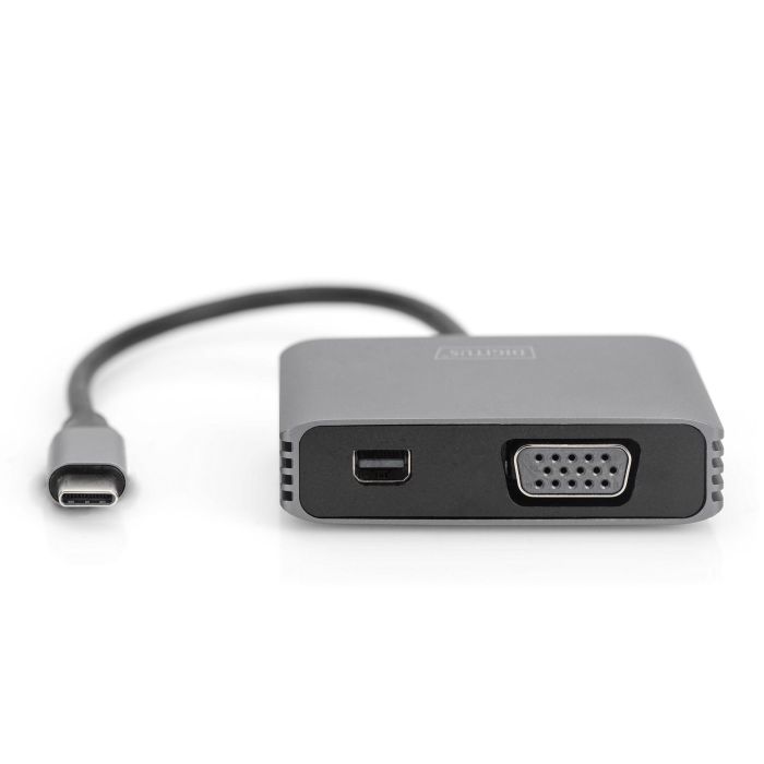 Adapter DIGITUS mini DP + VGA Adapter 20cm 4K/30Hz Silber Aluminium Gehäuse 2
