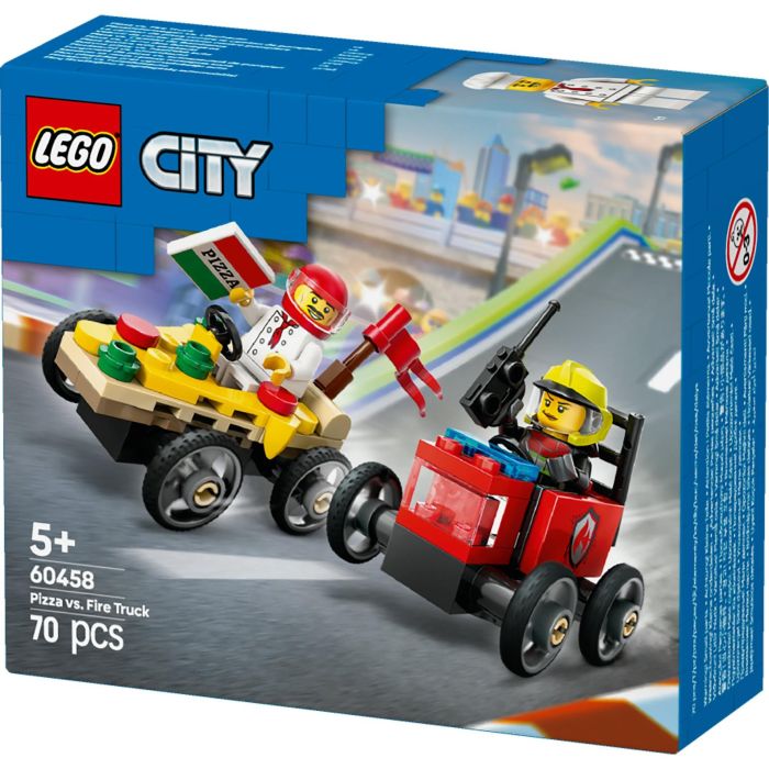 Lego City Set de Construcción: Coches de Carreras y Camión de Bomberos para emocionante aventura Pizza vs. Rescate. Ideal para niños +5 años 9