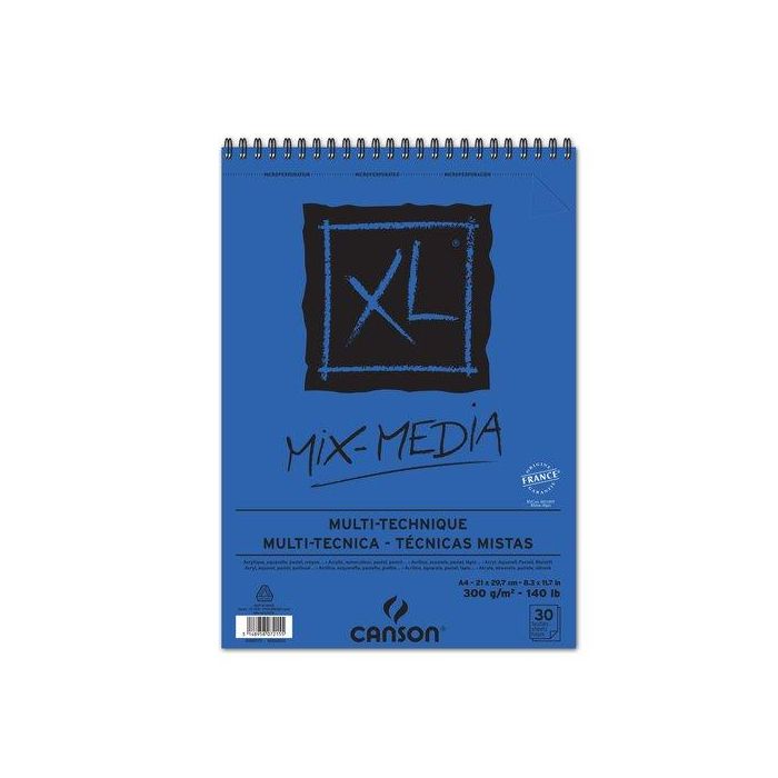 Bloc De Dibujo Canson Xl Mix Media Textured Con Espiral Grano Medio A4 300G 30H (Set de 5)
