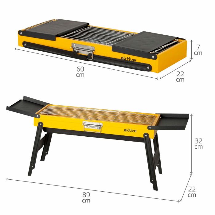 Barbacoa Portátil Aktive Acero 89 x 32 x 22 cm Amarillo 3 Barbacoa Portátil Aktive Acero 89 x 32 x 22 cm Amarillo 3