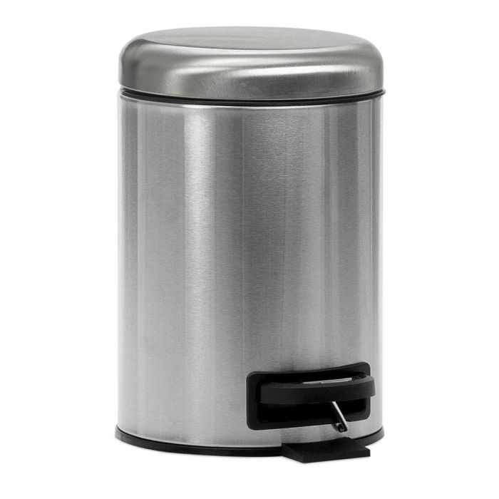 Andrea House Papelera de Baño de Pedal y Cierre Suave, 3 L, Metal Plateado Cromado, Forma Cilíndrica 0 Andrea House Papelera de Baño de Pedal y Cierre Suave, 3 L, Metal Plateado Cromado, Forma Cilíndrica 0