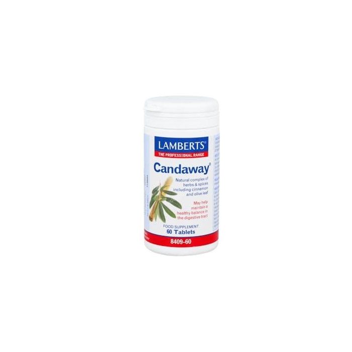 LAMBERTS Candaway Canela y Hoja de Olivo, Comprimidos para Mantenimiento Digestivo, 60 Comprimidos