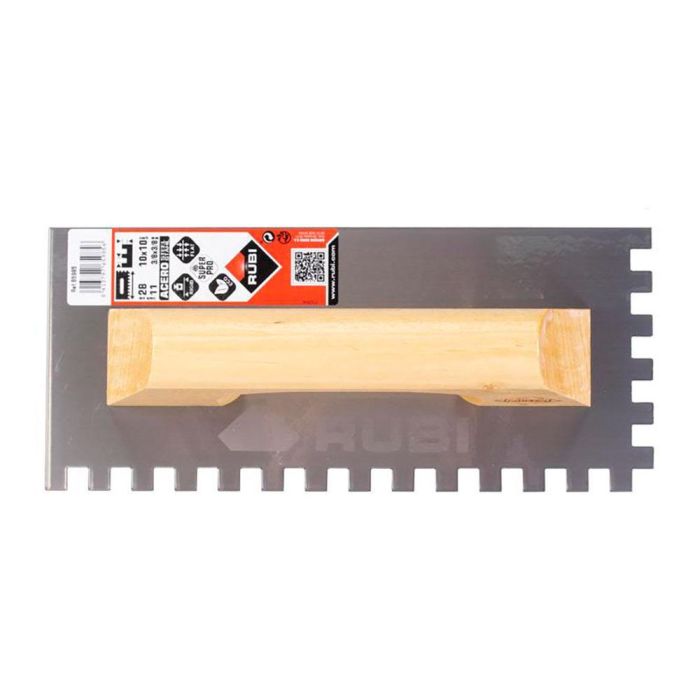 Rubi R65985 Peine de acero 28cm dentado 10x10mm mango madera cerrado para morteros cola y cerámica grande 1