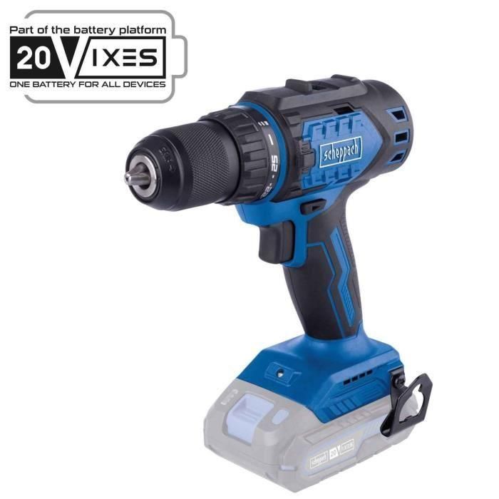 Taladro-destornillador inalámbrico - SCHEPPACH - 20V IXES - Par 60 Nm - Portabrocas 13mm - sin batería ni cargador - BC-DD60-X Taladro-destornillador inalámbrico - SCHEPPACH - 20V IXES - Par 60 Nm - Portabrocas 13mm - sin batería ni cargador - BC-DD60-X