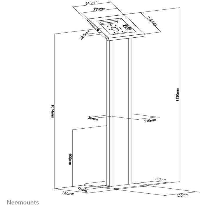 Neomounts FL15-750WH1 Soporte de Suelo para Tablets 9.7-11" Bloqueable Blanco Acero 3