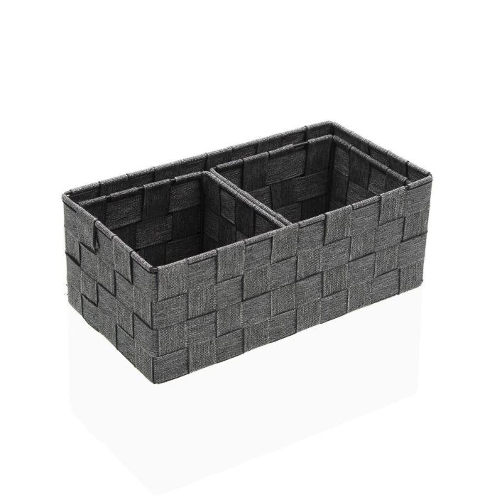 Versa Set 3 Cestas Gris de Polipropileno y Fibras de Maíz 14x10x27 cm (2 Unidades) 1