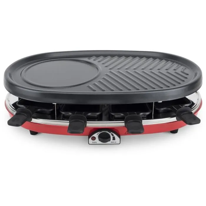 H.KOENIG RP418 Raclette para 8 personas, Plancha, Crepera y Parrilla - Rojo 1