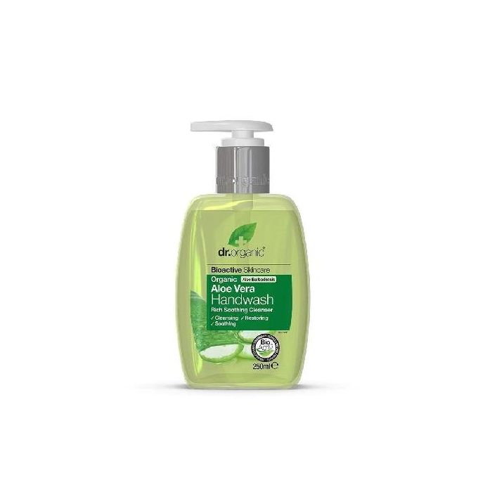 DR. ORGANIC Jabón en Gel para Manos con Aloe Vera Orgánico 250 ml, Limpia y Calma la Piel
