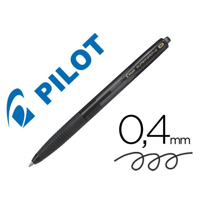 Boligrafo Pilot Super Grip G Negro Retractil Sujecion De Caucho Tinta Base De Aceite