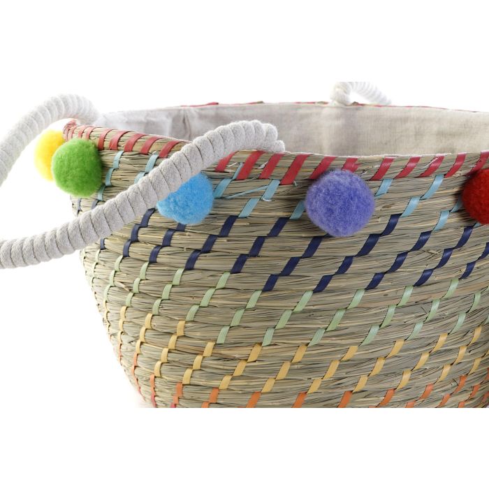 Cesta Boho DKD Home Decor Natural Multicolor 45 x 42.5 x 57 cm Set de 3 1