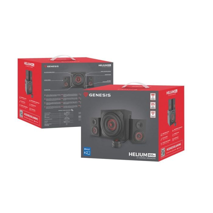 GENESIS Helium 610BT conjunto de altavoces 60 W PC/ordenador portátil Negro, Rojo 2.1 canales De 2 vías 30 W Bluetooth 5 GENESIS Helium 610BT conjunto de altavoces 60 W PC/ordenador portátil Negro, Rojo 2.1 canales De 2 vías 30 W Bluetooth 5