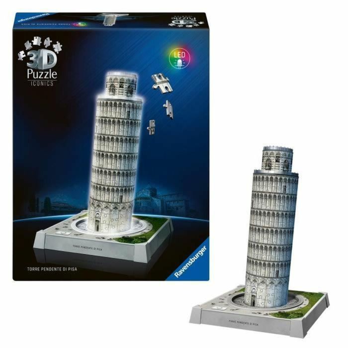 Ravensburger RAV12008028 Rompecabezas 3D Iluminado Torre Inclinada de Pisa - Modelo Icónico 2