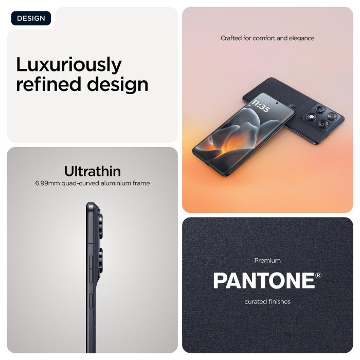 Motorola Signature 5G Smartphone, Pantalla Extreme AMOLED 6.78" 165Hz, Snapdragon 8 Gen 5, 16GB RAM 512GB, Triple Cámara 50MP, Batería 5200mAh, Android 16.0, Azul Oscuro