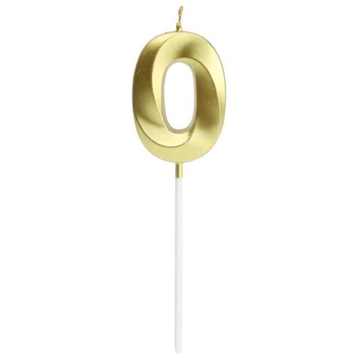 Party Time Vela de Aniversario Cifra 0 Oro 3,5x0,7 cm h.13 cm