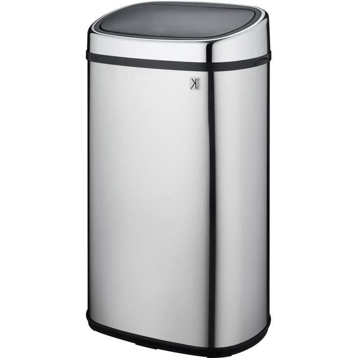 KITCHEN MOVE Contenedor de cocina cuadrado semiautomático de un toque 60 L - Gris KITCHEN MOVE Contenedor de cocina cuadrado semiautomático de un toque 60 L - Gris