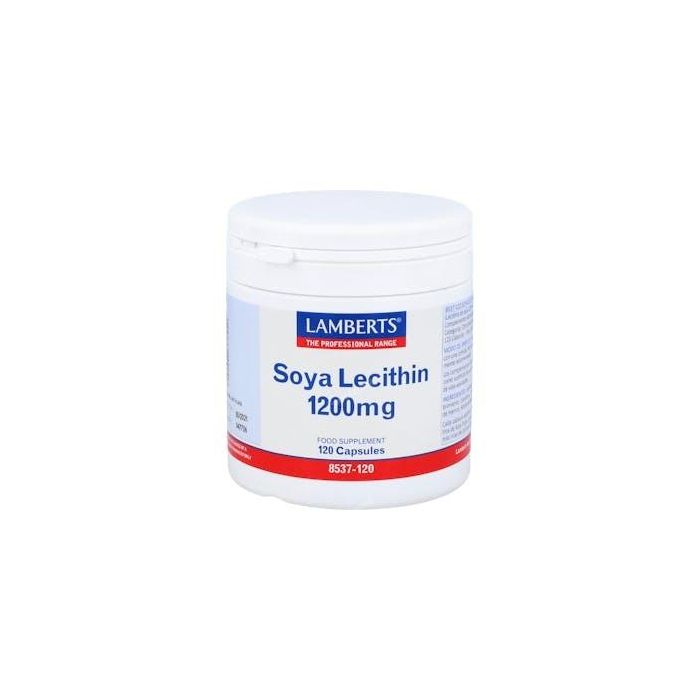 LAMBERTS Lecitina de Soja 1200 mg, 120 cápsulas. Ayuda al metabolismo de grasas, actividad cerebral y mantenimiento hepático.