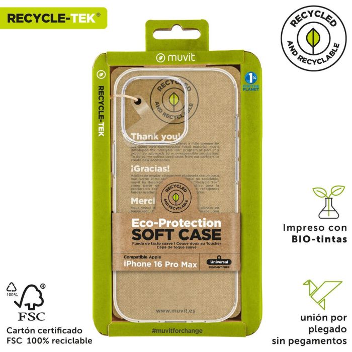 Muvit Funda Recycletek para Apple iPhone 16 - Fabricada con Materiales 100% Reciclados, Flexible y Protector 3 Muvit Funda Recycletek para Apple iPhone 16 - Fabricada con Materiales 100% Reciclados, Flexible y Protector 3