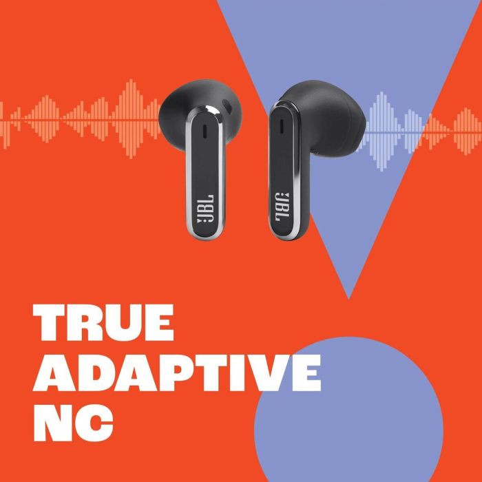 JBL Harman LIVE Flex Auriculares Inalámbricos Bluetooth 5.3 con Reducción de Ruido Activa, 40h Batería, IP54, Alexa/Asistente Google, Plata