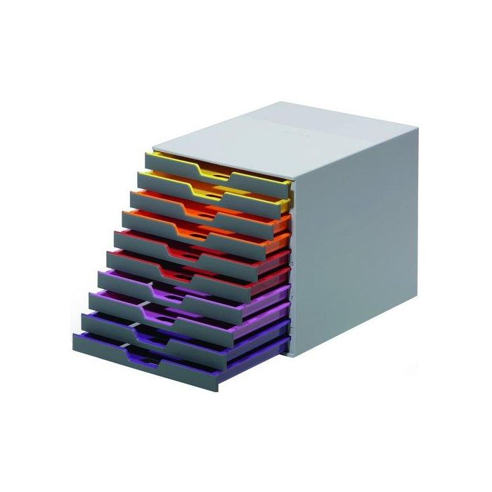 Durable Módulo 10 Cajones Varicolor® en Plástico ABS, Organización con Ventanas Transparentes, 7610-275