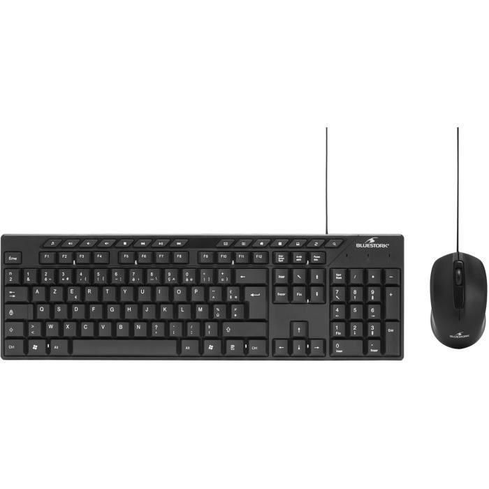 Pack Teclado y Ratón - BLUESTORK - MEDIA OFFICE - Con cable - Azerty - Compatible con Windows - Negro