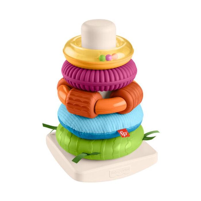 Fisher-Price Pirámide Balanceante Sensorial de Anillos para Bebés con Diferentes Texturas y Tejidos