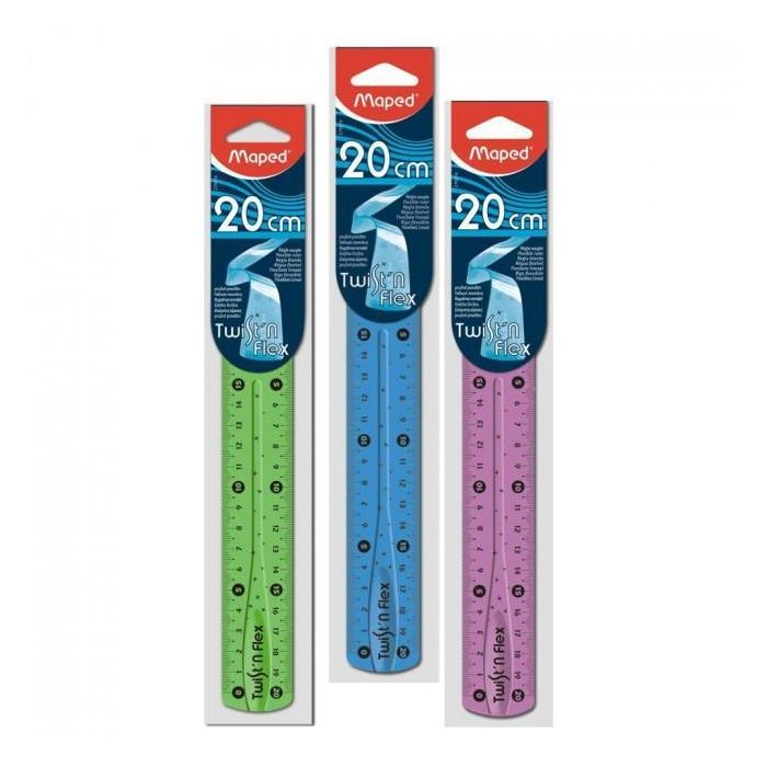 Maped Regla Twist'N Flex Decorada Doble Graduación 20 cm, Colores Surtidos