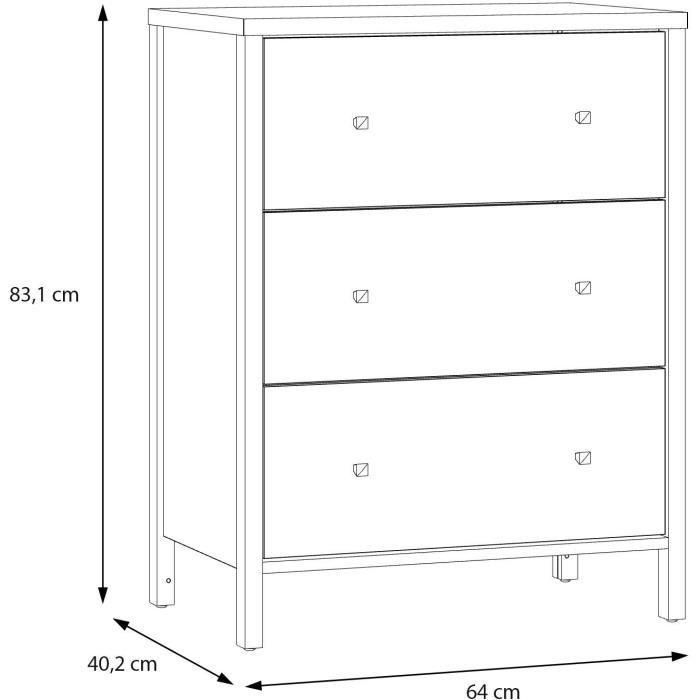 Mueble de baño - Blanco - 3 cajones - L64 x P40 x H83 cm - IPSARION 5