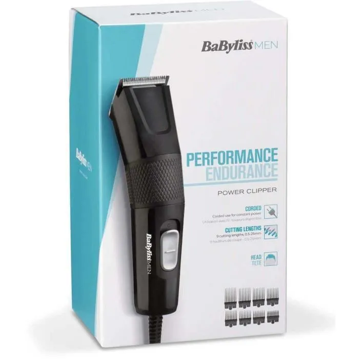 Babyliss Cortapelos E756E Power Clipper Cuchilla Acero Inoxidable 45mm 8 Guardas 9 Longitudes de 0.5mm a 25mm Cable 2m 5