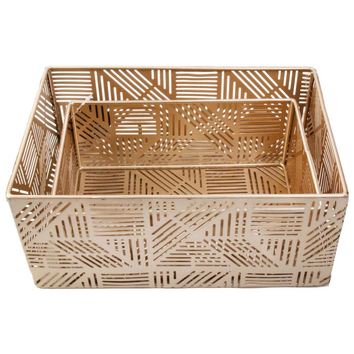Home Deco Factory Juego De 2 Cestas Doradas Plástico 4