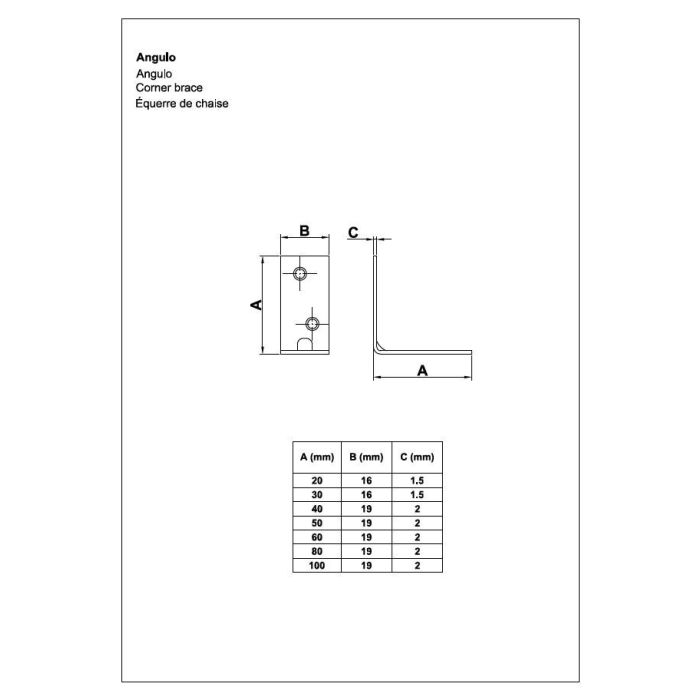Angulo Refuerzo Mod.1 20X16Mm Zincado Amig 1 Angulo Refuerzo Mod.1 20X16Mm Zincado Amig 1