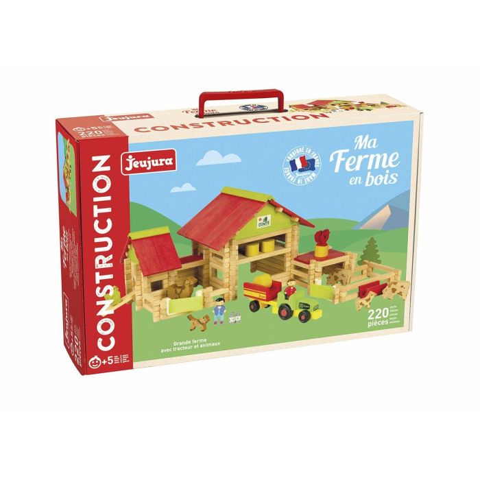 Jeujura Juego de construcción Granja con tractor y animales, 220 piezas, madera natural y tintada, con instrucciones, para niños +5 años 1 Jeujura Juego de construcción Granja con tractor y animales, 220 piezas, madera natural y tintada, con instrucciones, para niños +5 años 1