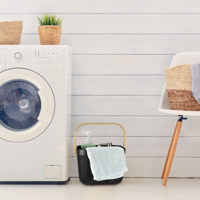 Inde Cesta Organizadora Cuadrada con Asa de Madera Confortime 25,4 x 26,3 x 18 cm 2