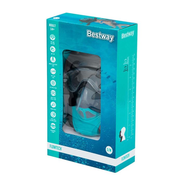 Bestway Snorkel Doble Tubo Valvula de Purga Antivaho L/XL +12 Años Playa y Piscina 24058 3