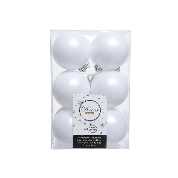 Decoris Caja de 12 bolas blancas decorativas para árbol de navidad Ø6cm 0 Decoris Caja de 12 bolas blancas decorativas para árbol de navidad Ø6cm 0